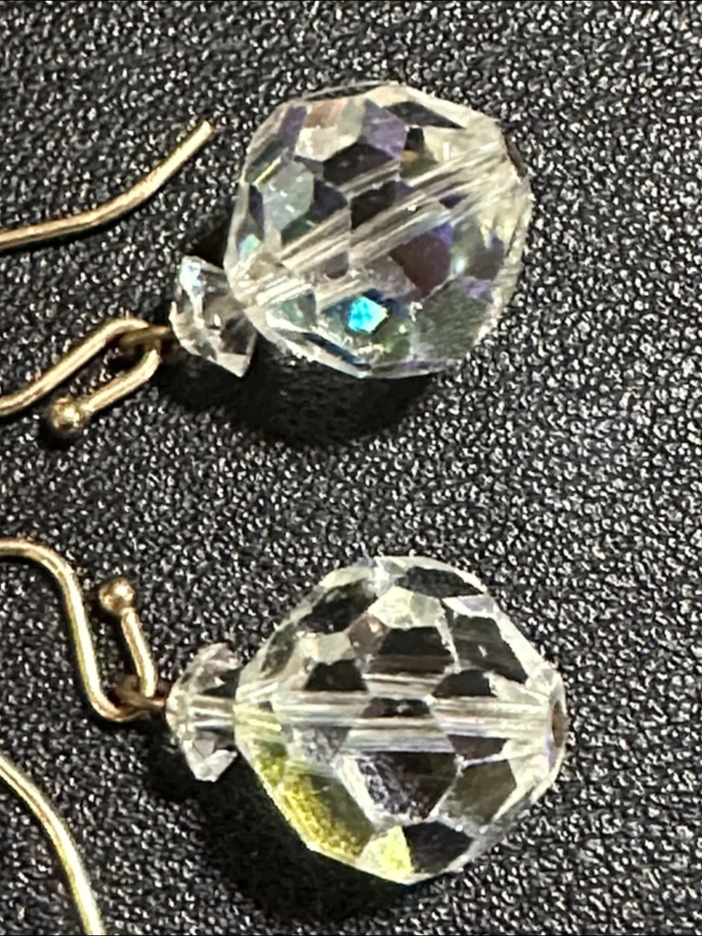 AB Faceted Crystal 14k Gold-plate Wire Back Drop Earrings